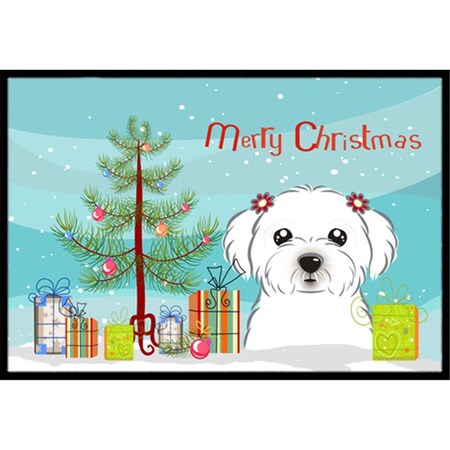 Carolines Treasures Christmas Tree and Maltese Indoor or Outdoor Mat- 24 x 36 BB1580JMAT